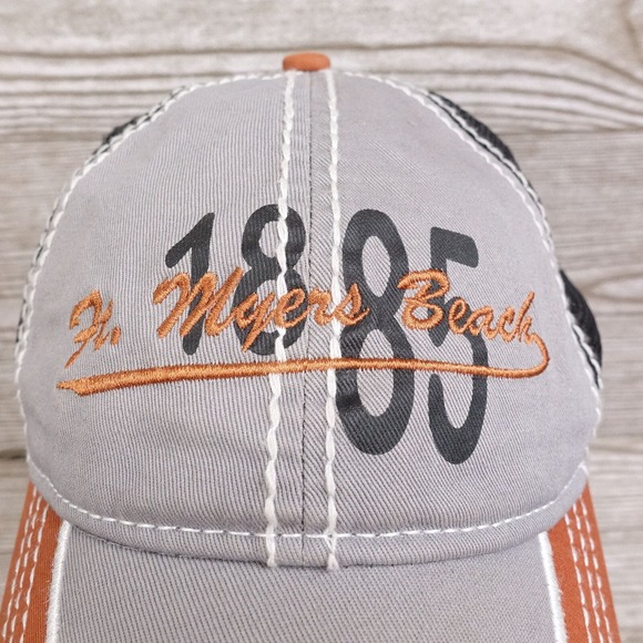FT MEYERS BEACH FLORIDA GREY ORNAGE TRAVEL TOURIST BASEBALL HAT CAP - Picture 2 of 8